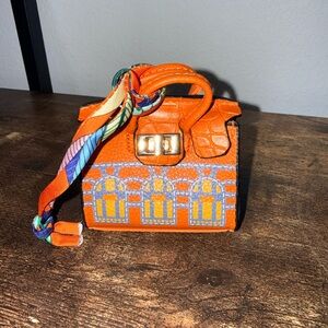 Orange Designer Mini Handbag - Color Orange
